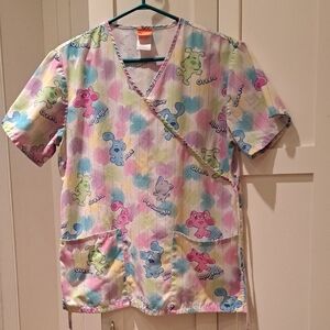 066 - Blues Clues By Nickelodeon Multicolor Women's Uniform Scrub Top
